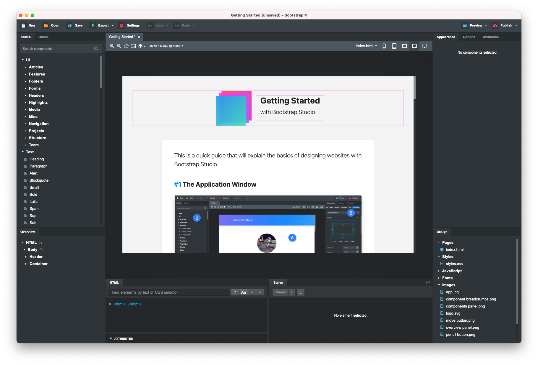 Bootstrap Studio Screenshot