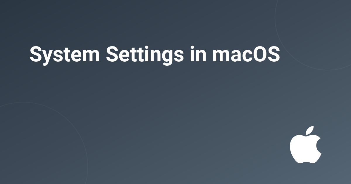 System Configuration Macos System Settings in macOS - ezone