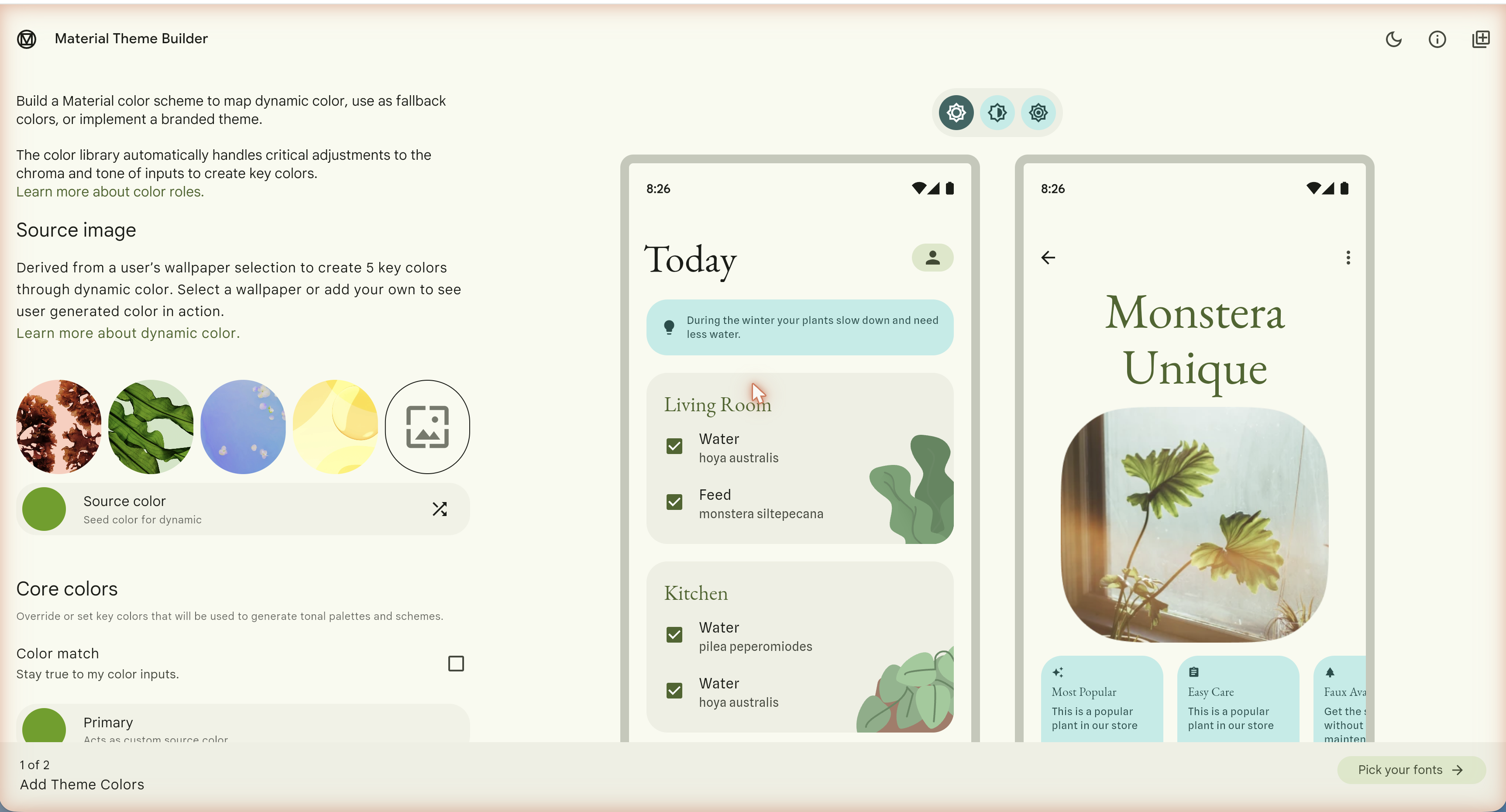 Pasting a Material Theme Builder palette and the whole site recolouring in one step.