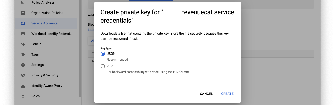 Google Cloud Platform Service Account JSON