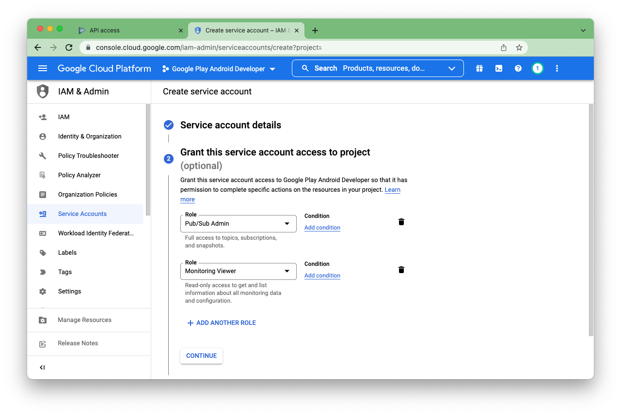 Google Cloud Platform Service Account roles
