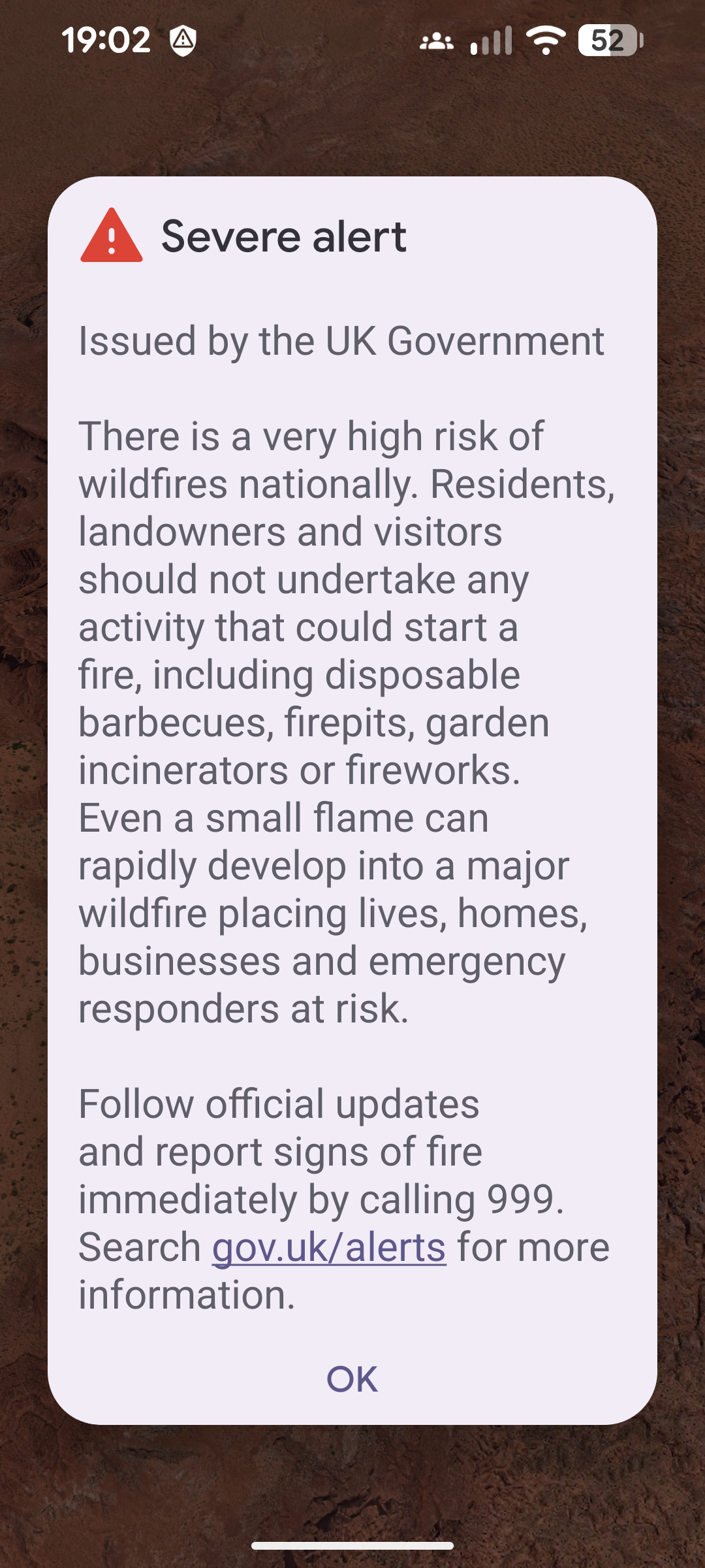 Severe alert Issued by the UK Government 14 Aug 2026 19:02:38)