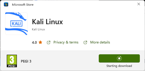 Kali Linux from the Windows Store