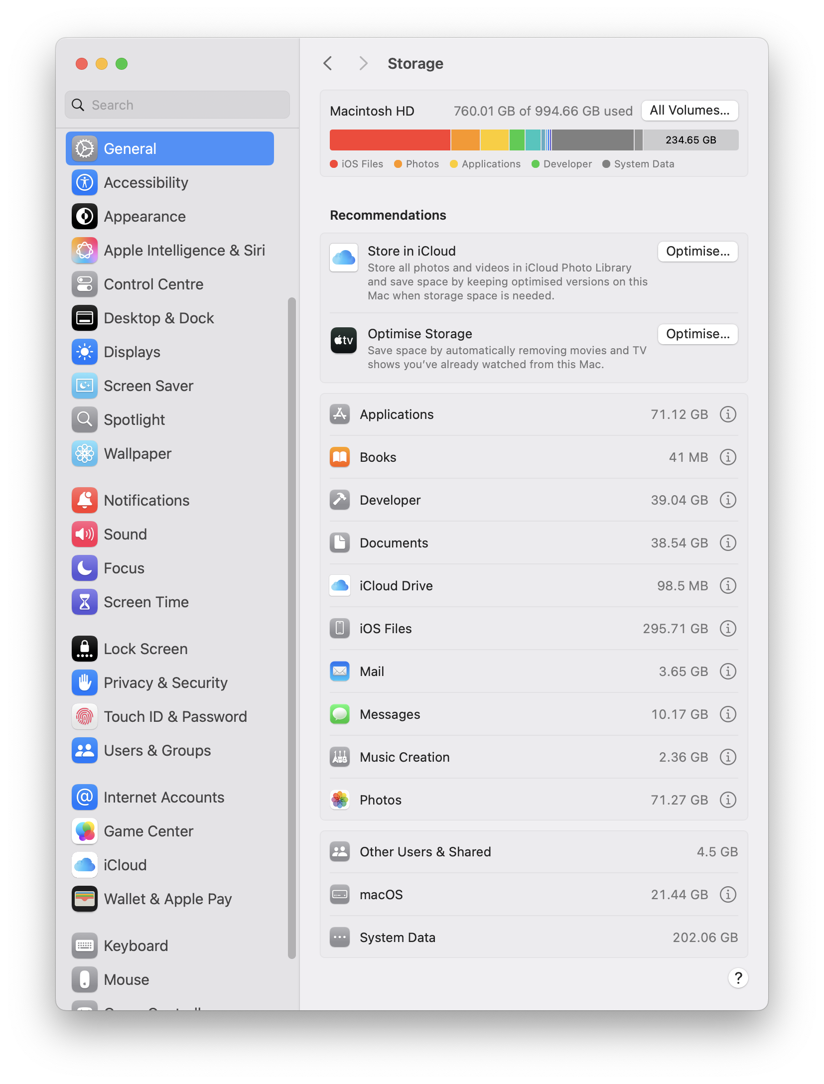macOS 15.5 Sequoia - Storage