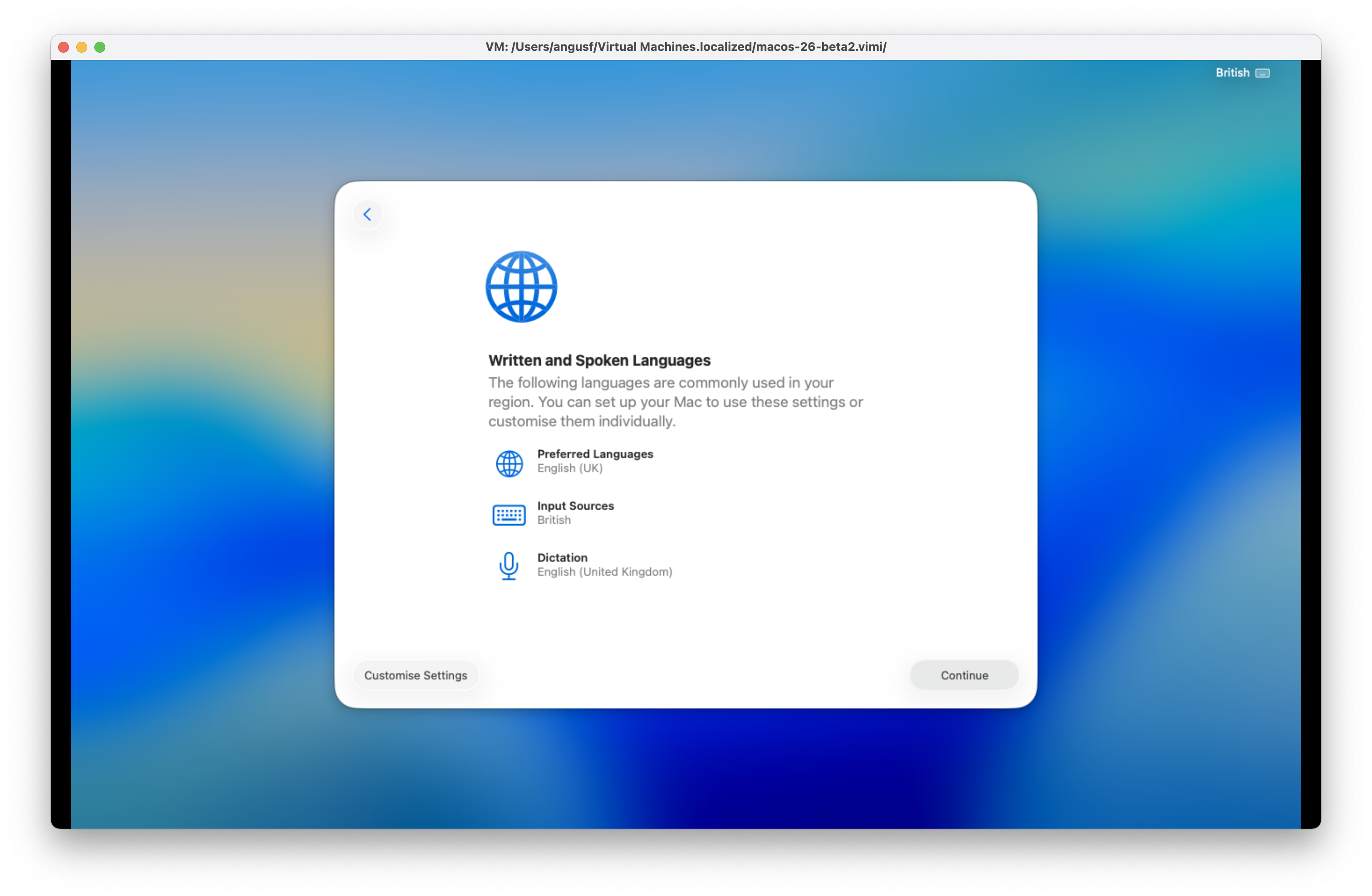 Written and spoken languages macOS 26 Tahoe Beta 2