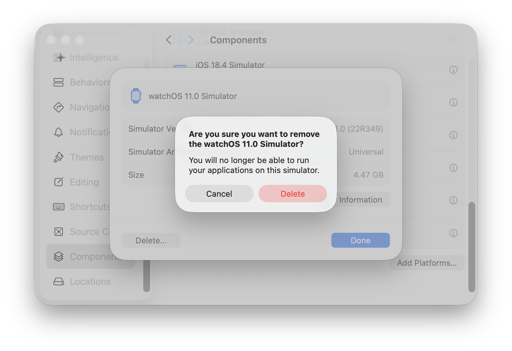 Xcode Components - Delete Simulators