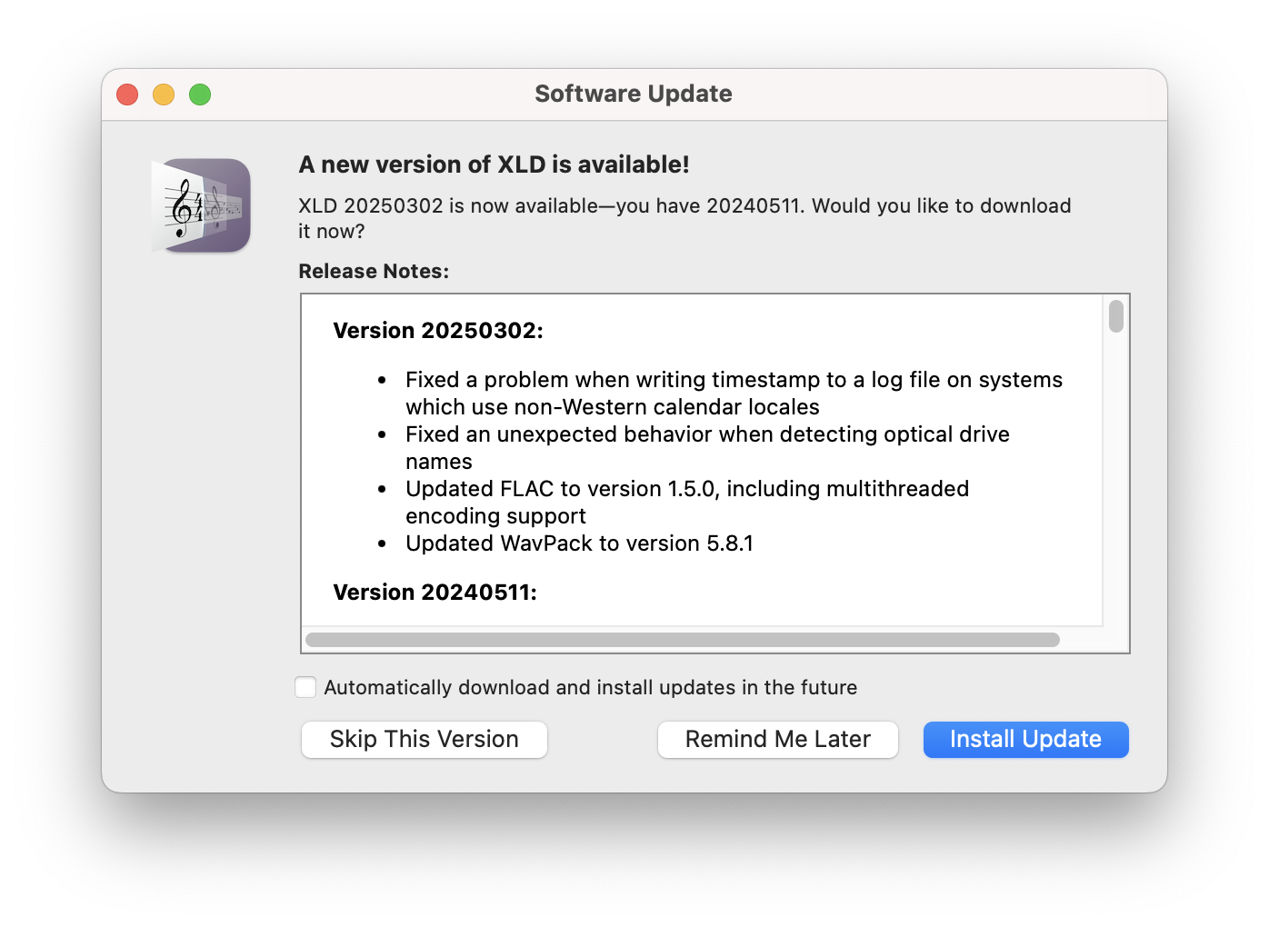 Screenshot: A new version of XLD is available!