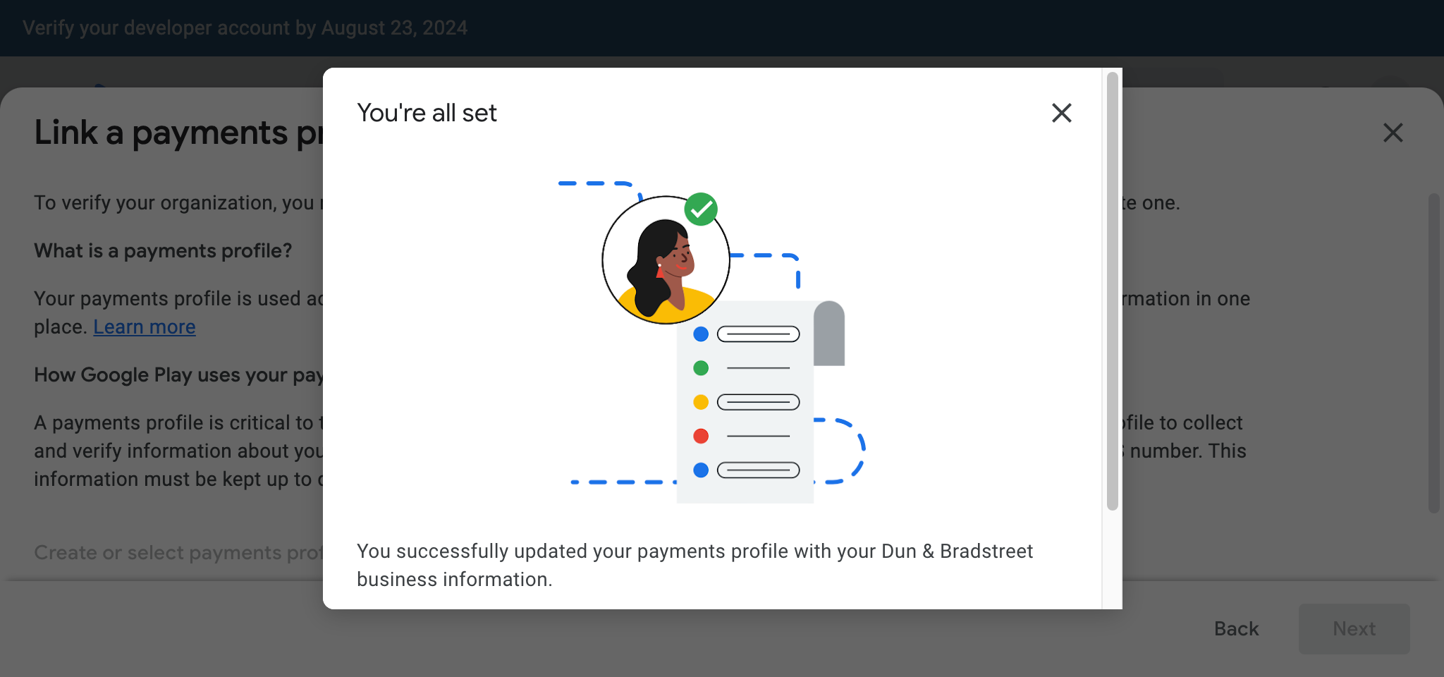 Google Play Console - App List - Payments profile completed