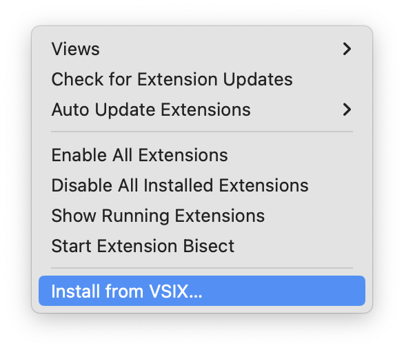 Install from VSIX... Menu item