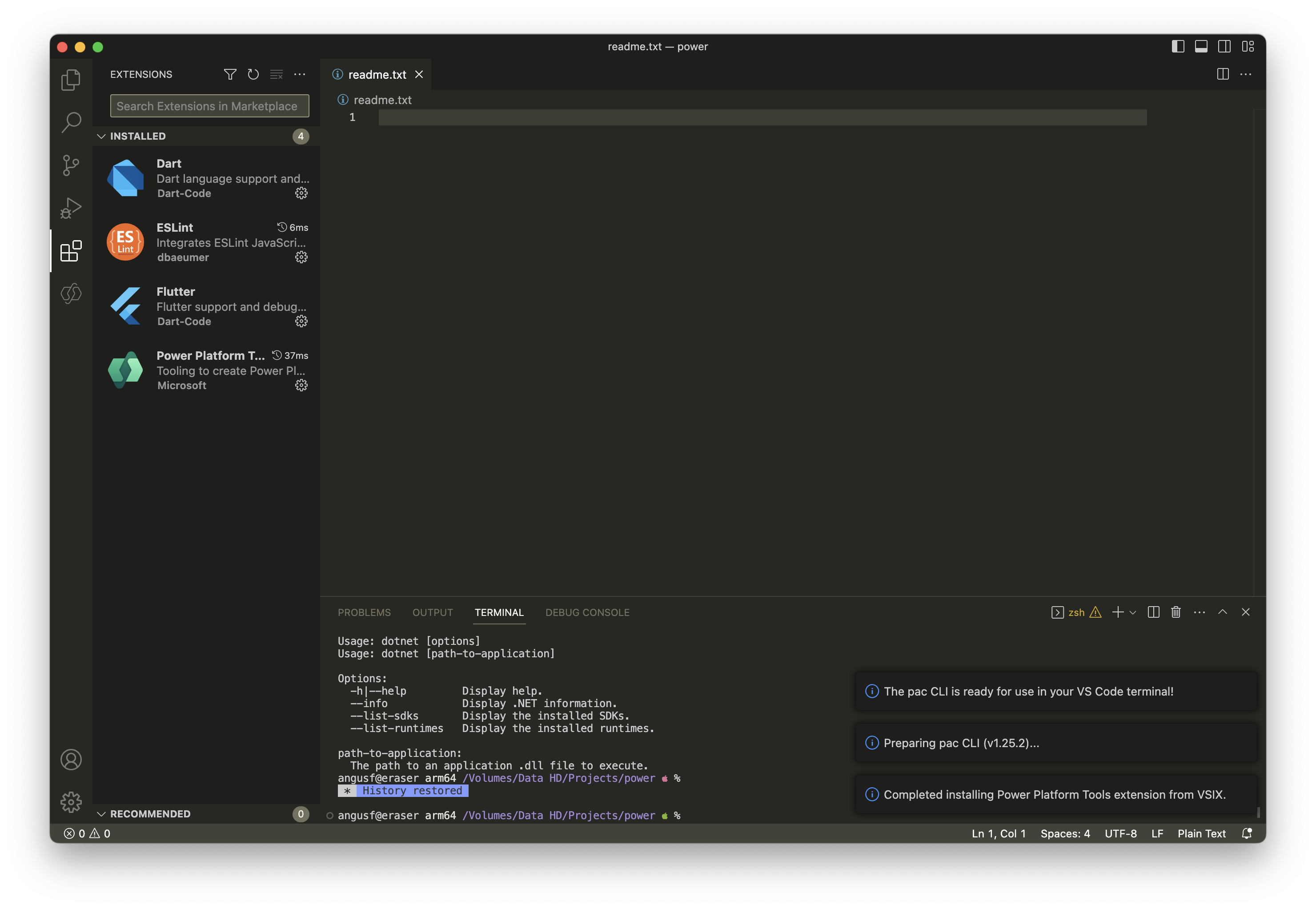 See how it says the PAC CLI is ready for use!