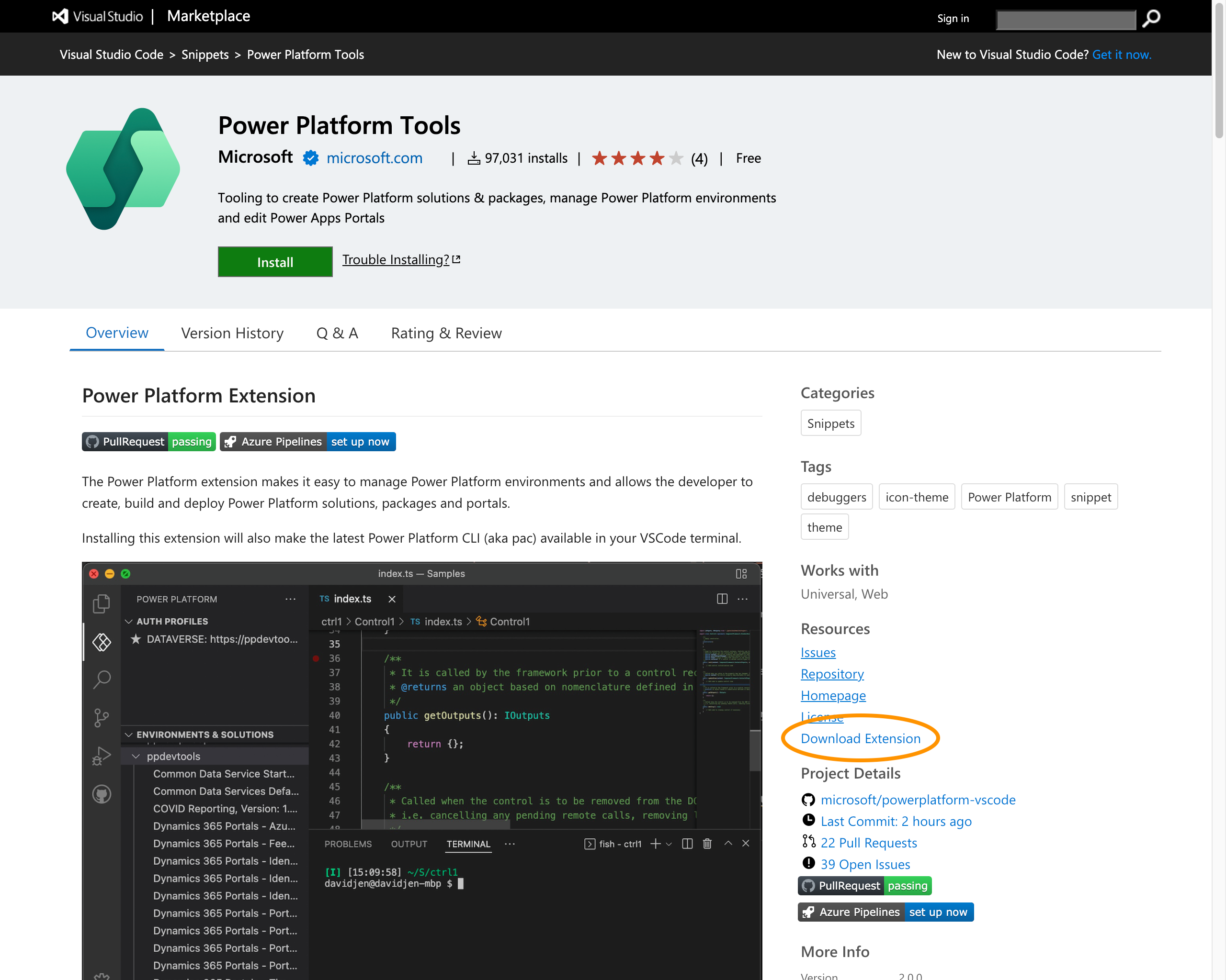 Power Platform Tools from the marketplace