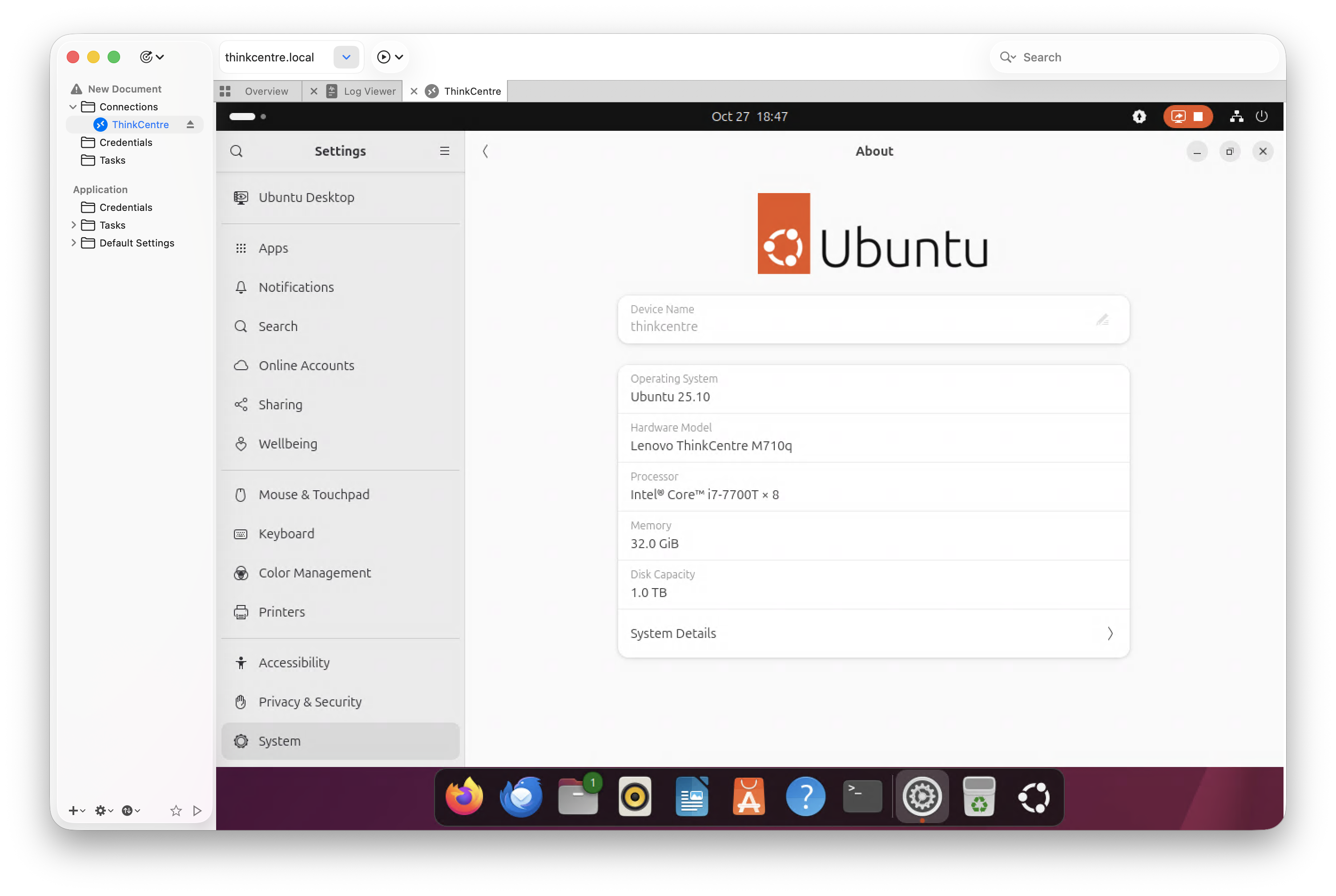 Ubuntu 25.10 RDP connection to Gnome Remote Desktop from a Mac