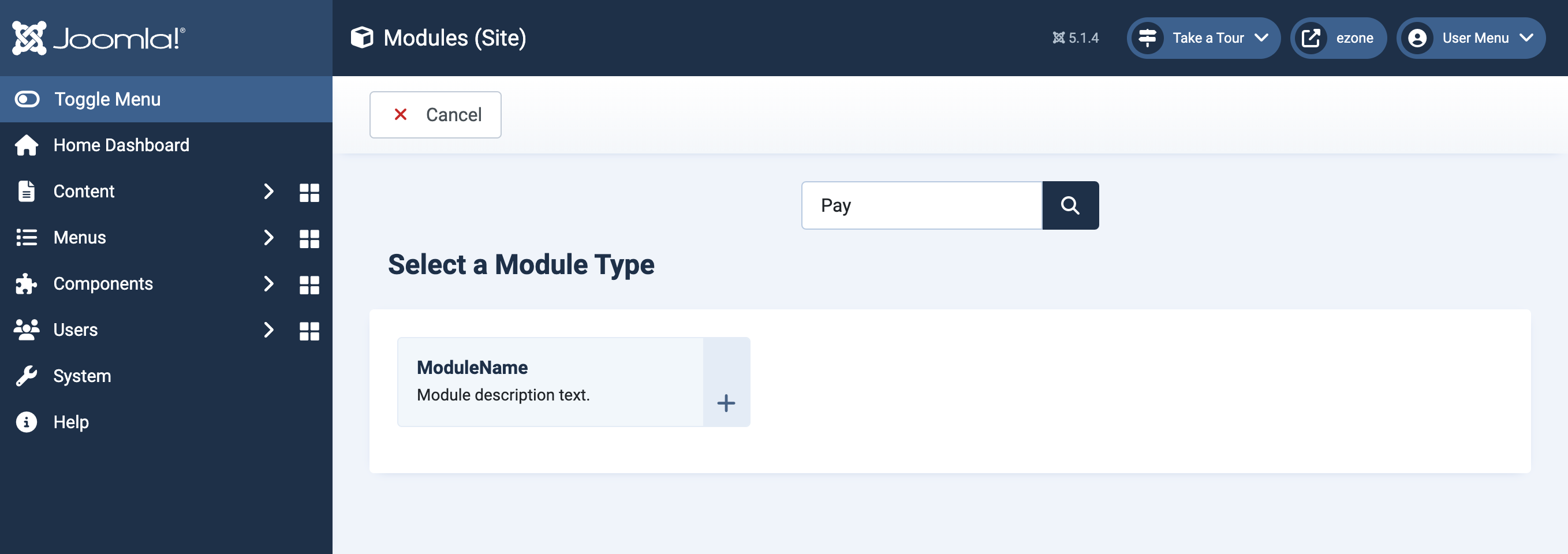 Your new Site Module (Screenshot)
