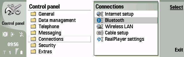Nokia 9500 Control Panel - Bluetooth
