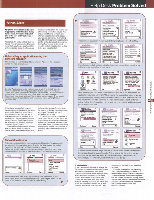 Uninstalling software on UIQ, Installing AV on S60