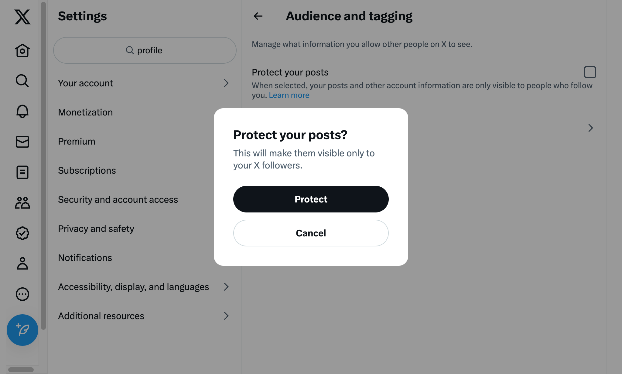 X / Twitter Protect your tweets as an alternative to deactivation
