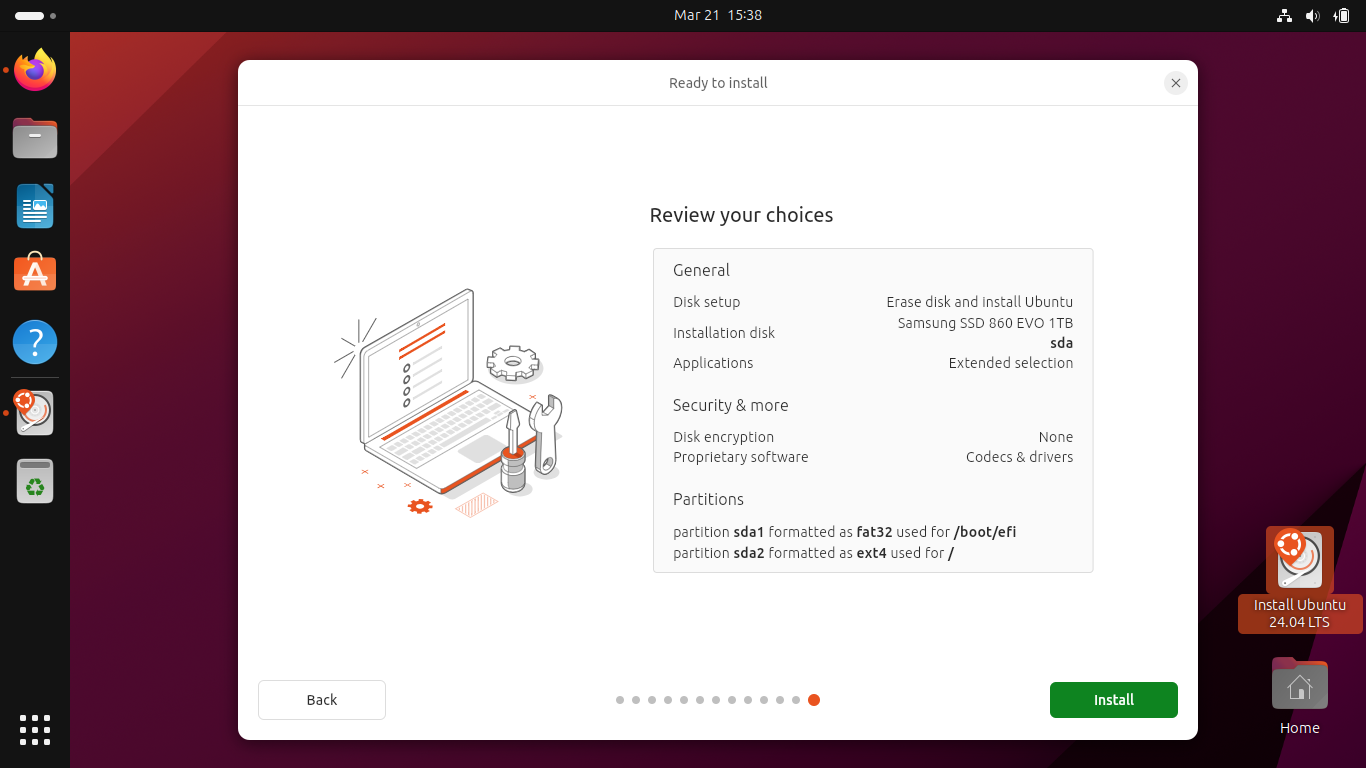 Screenshot, Ready to install