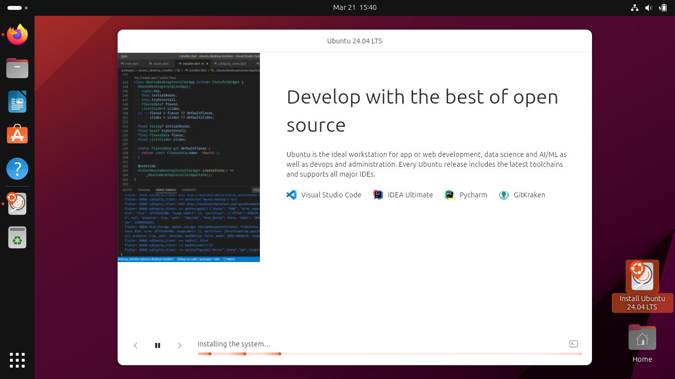 Screenshot, Develop with the best of Open Source