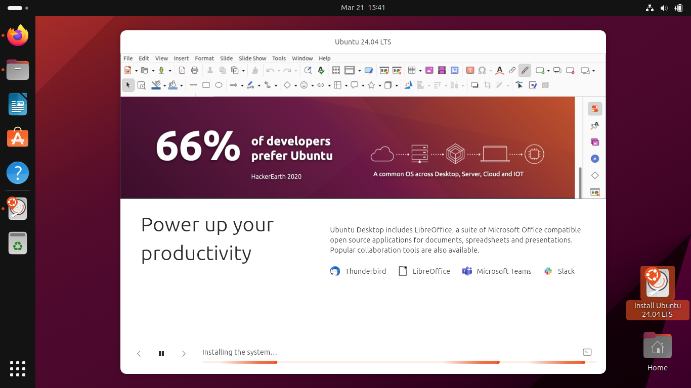 Screenshot, 66% of developers prefer Ubuntu