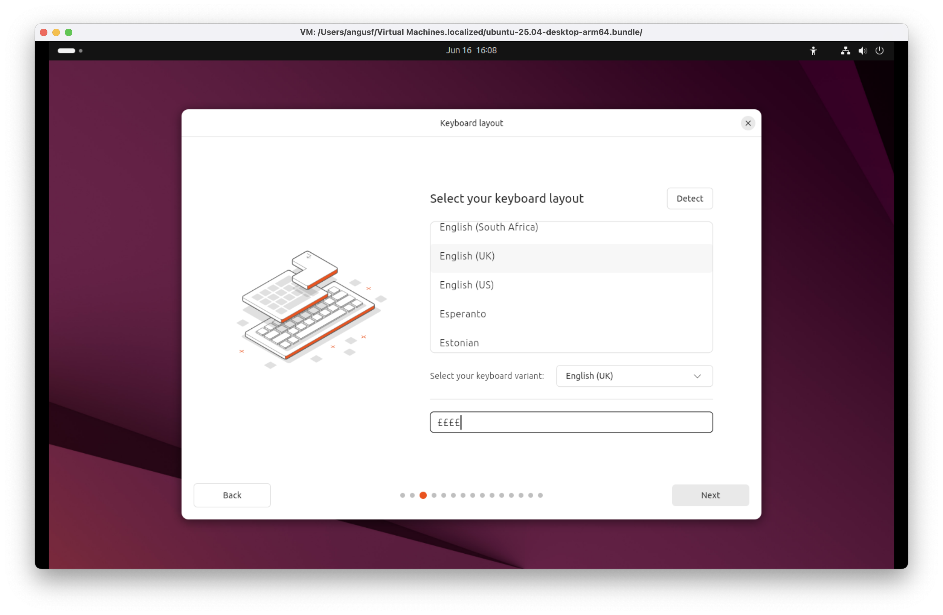 Keyboard layout in Ubuntu 25.04 for Arm Plucky Puffin 