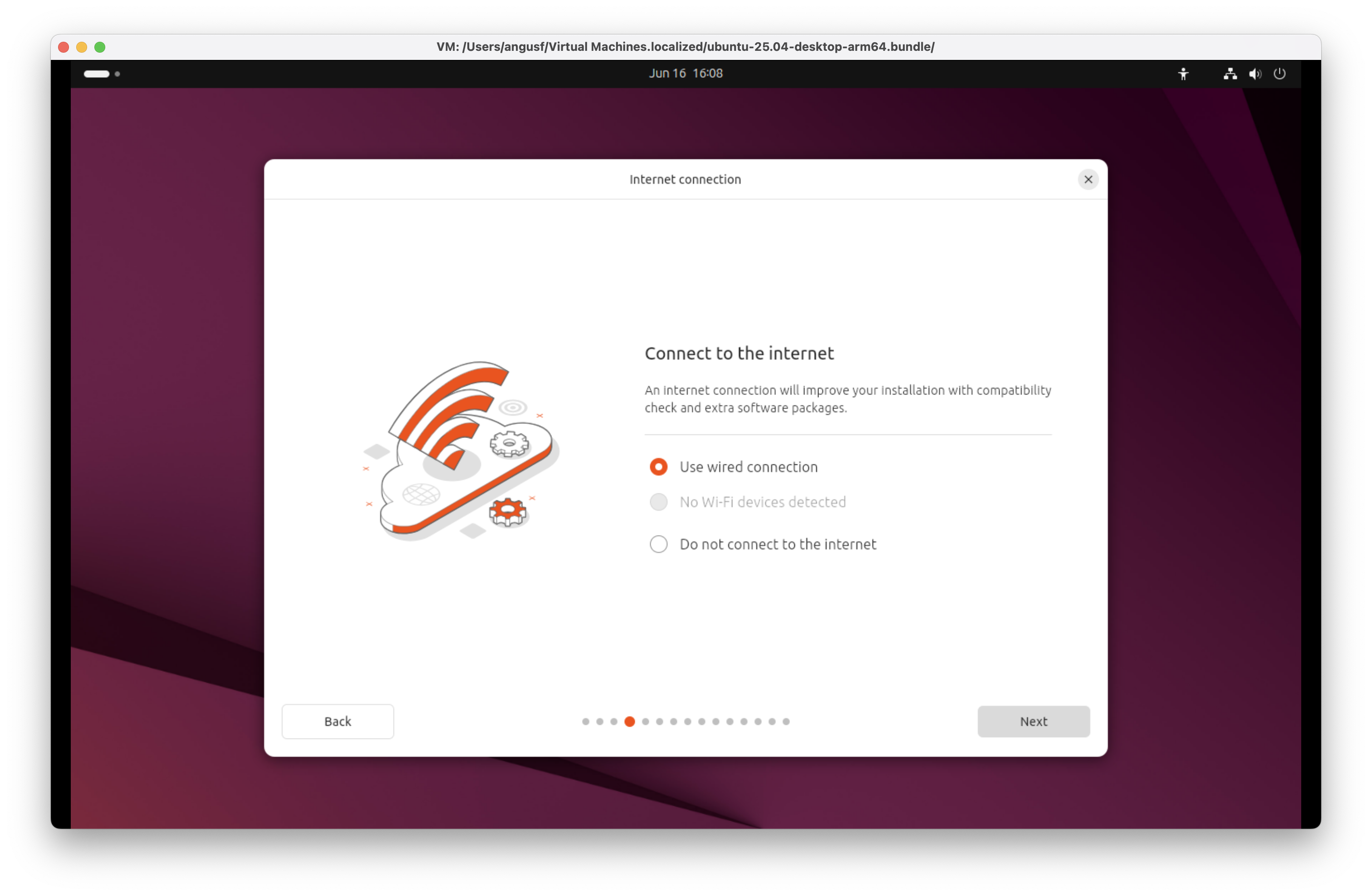 Internet connection in Ubuntu 25.04 for Arm Plucky Puffin 
