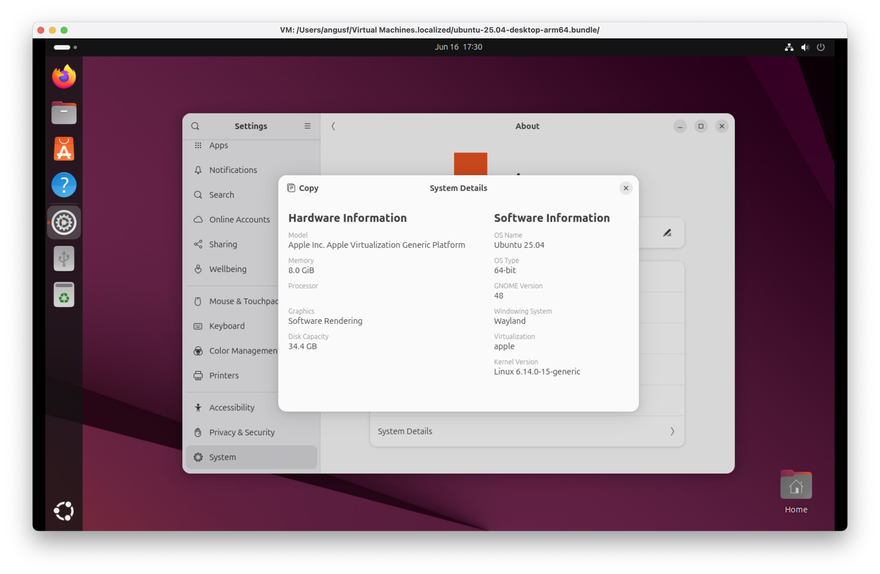 Ubuntu 25.04 for Arm Plucky Puffin - System, details