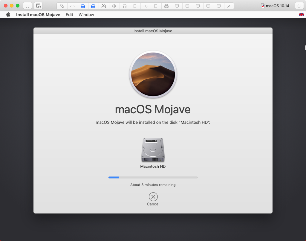 macOS disk installation screen