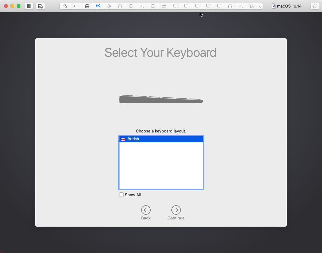 macOS keyboard setup screen