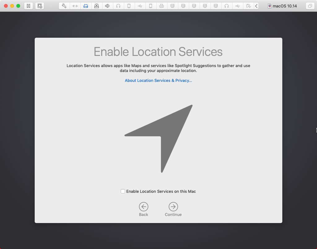 macOS locations setup screen