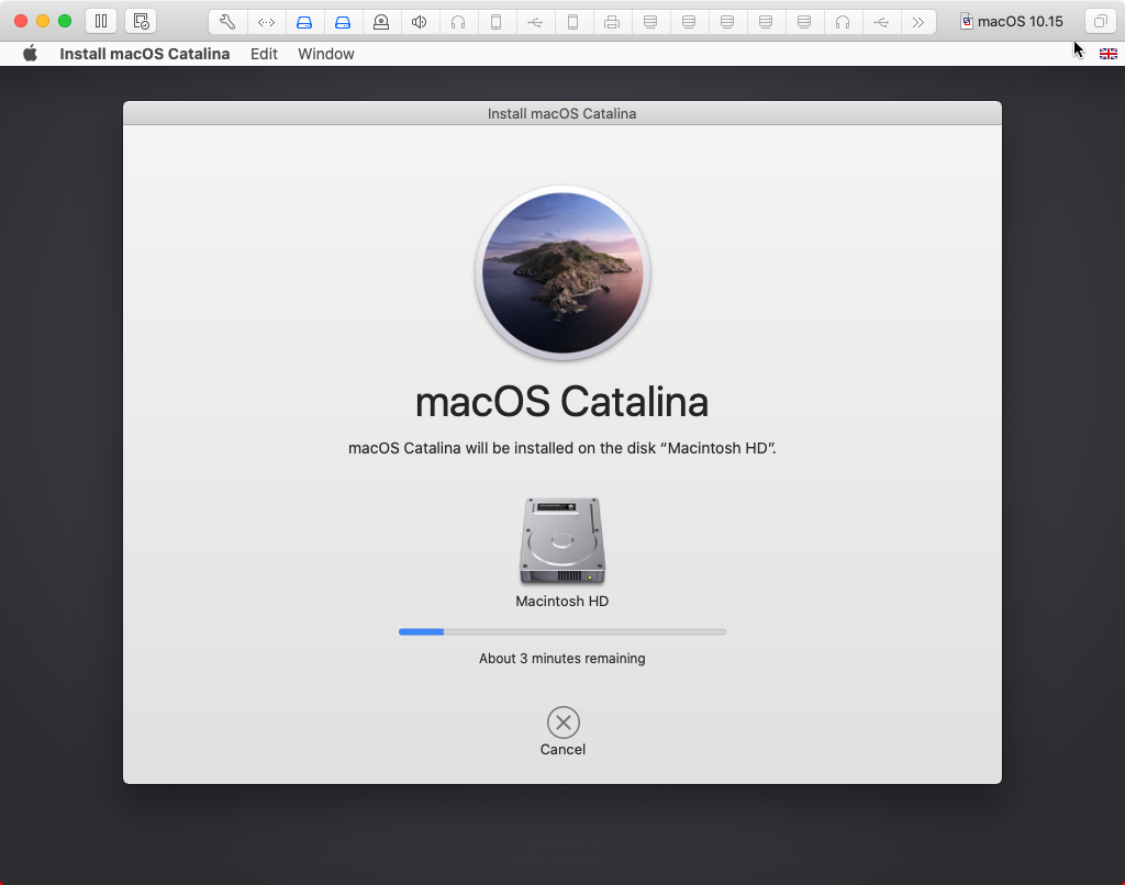 macOS disk installation screen