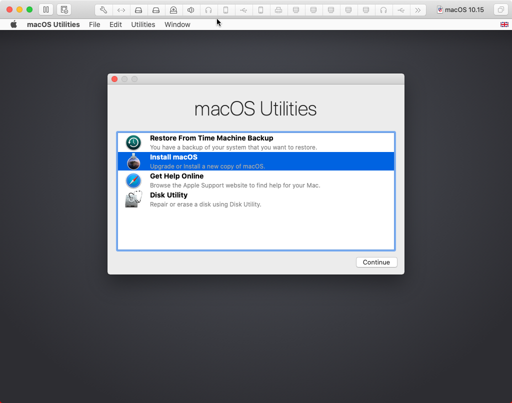 macOS install screen