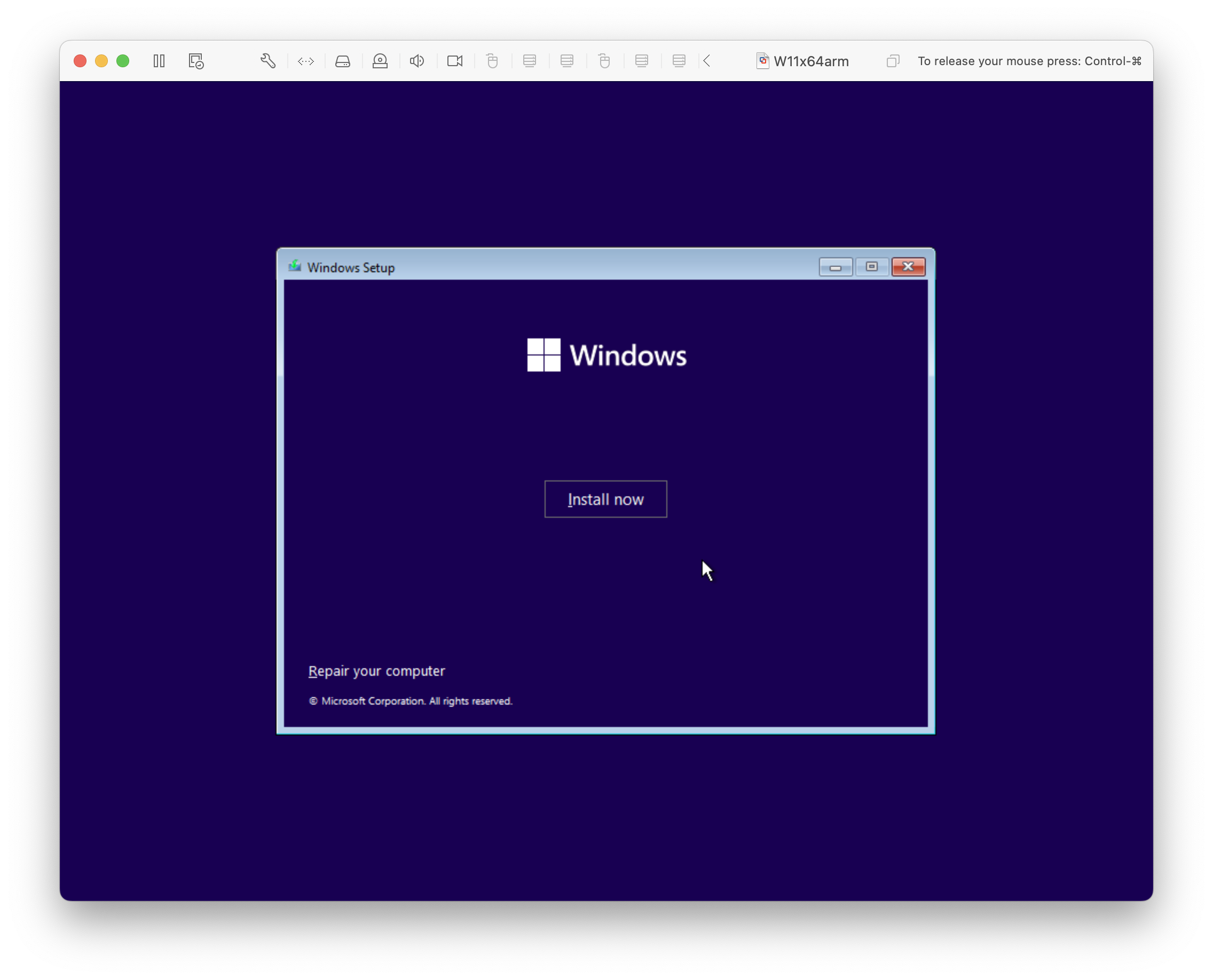 Windows Setup, Install now