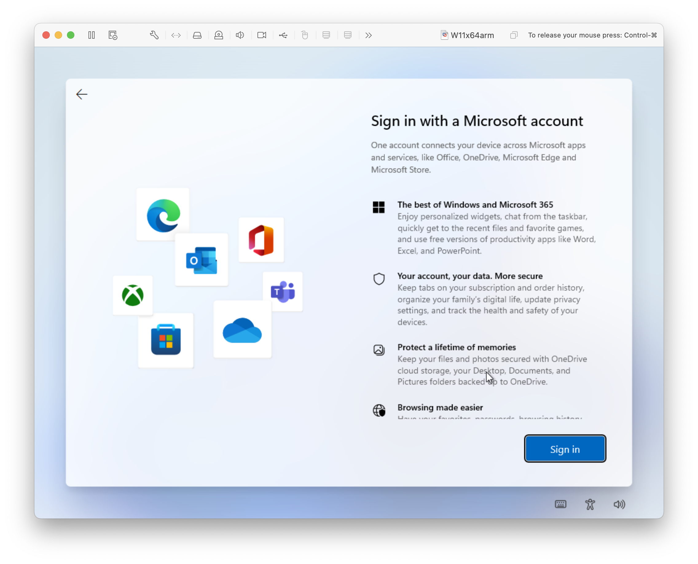 Sign in with a Microsoft account