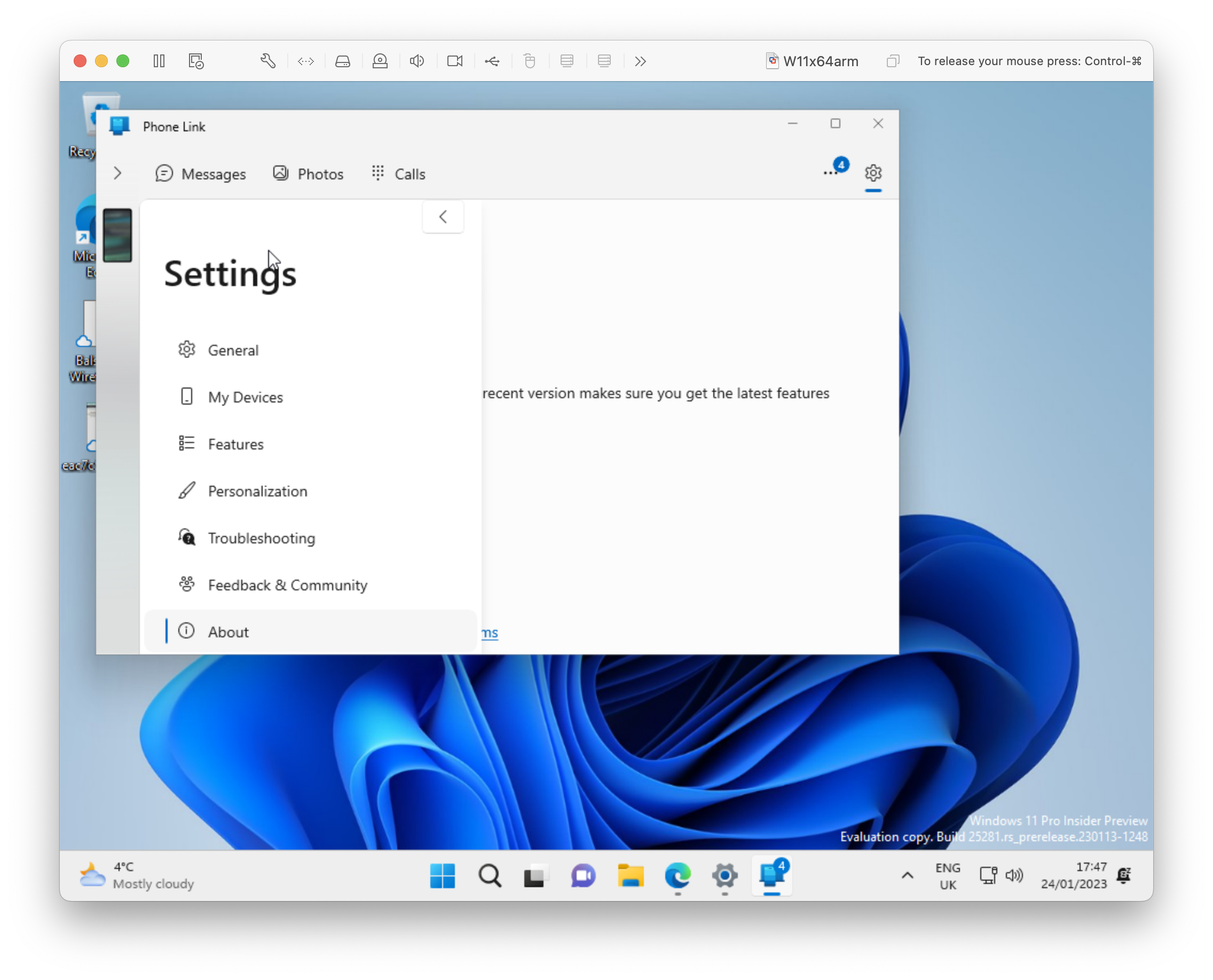 Phone Link - Settings